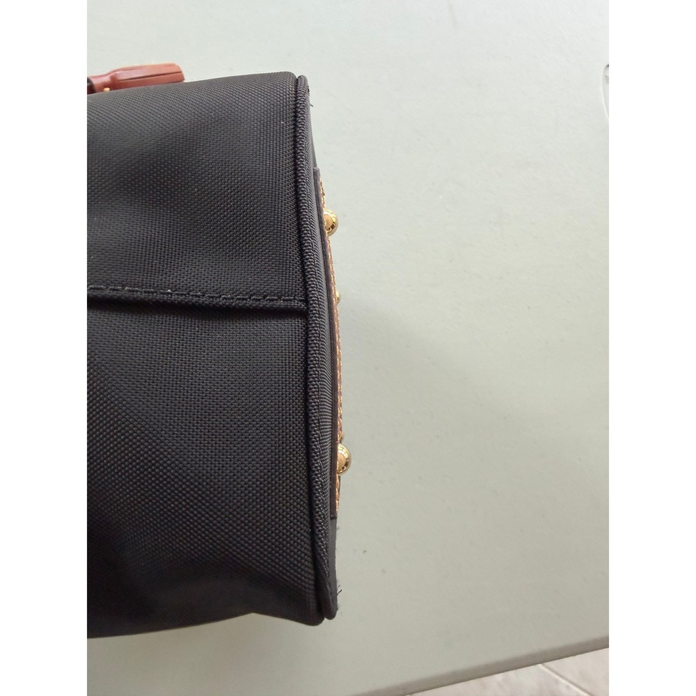 Dooney & Bourke Black Nylon Leather Trim Drawstring Bucket Bag Tassel EUC - Picture 8 of 13